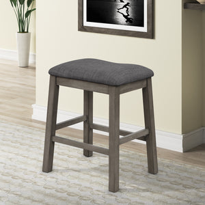 TOPMAX 3 Piece Square Dining Table with Padded Stools, Table Set with Storage Shelf,Dark Gray