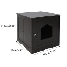 Load image into Gallery viewer, Wooden Cat Litter Box Enclosure, Best Decorative Cat House &amp; Side Table, Indoor Pet Crate, Cat Home Nightstand
