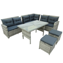 Load image into Gallery viewer, TOPMAX 6-Piece Patio Furniture Set Outdoor Sectional Sofa with Glass Table, Ottomans for Pool, Backyard, Lawn (Gray)
