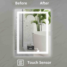 Load image into Gallery viewer, LED Bathroom Vanity Mirror, 36 x 28 inch, Anti Fog, Night Light, Time,Temperature,Dimmable,Color Temper 3000K-6400K,90+ CRI,Vertical Wall Mounted Only
