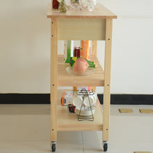Load image into Gallery viewer, Kitchen Island &amp; Kitchen Cart, Mobile Kitchen Island with Two Lockable Wheels, Rubber Wood Top, Simple Design &amp; Natural Color Give More Imagination of Party Scene.
