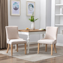 Load image into Gallery viewer, Hengming  Set of 2 Fabric Dining Chairs Leisure Padded Chairs with  Rubber Wood Legs,Nailed Trim, Beige
