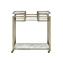 Load image into Gallery viewer, ACME Neilo Serving Cart in Clear Glass, Faux Marble &amp; Wire Brass Finish AC00159
