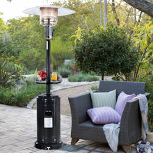 Load image into Gallery viewer, TOPMAX Outdoor 48000BTU Patio Heater Standing 87&quot; Propane Gas Garden Heater with Adjustable Table and Moving Wheels, Black Finish
