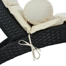Load image into Gallery viewer, GO Patio Wicker Sun Lounger, PE Rattan Foldable Chaise Lounger with Removable Cushion and Bolster Pillow, Black Wicker and Beige Cushion
