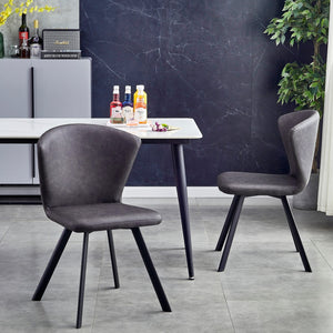 Modern luxury home furniture dining room chairs black legs PU dining chairs(Set of 2)