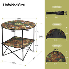 Load image into Gallery viewer, Camouflage Foldable Camping Table with 4 Cup Holders
