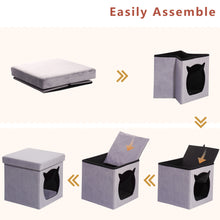 Load image into Gallery viewer, Velvet Folding Pet Ottoman,Footrest Stool with Cat Bed
