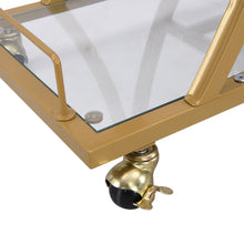 Load image into Gallery viewer, Golden Bar Cart with Wine Rack Tempered Glass Metal Frame Wine Storage
