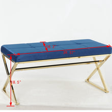 Load image into Gallery viewer, blue velvet fabric Morden bench
