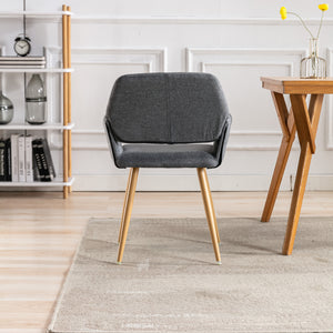 Hengming  Small Modern Living Dining Room Accent  Chairs Fabric Mid-Century Upholstered Side Seat Club Guest with Metal Legs  Legs (Gray)