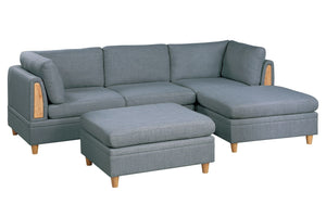 Living Room Furniture Ottoman Steel Color Dorris Fabric 1pc Cushion ottomans Wooden Legs Deco