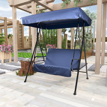 Load image into Gallery viewer, 2-Seat Outdoor Patio Porch Swing Chair, Porch Lawn Swing With Removable Cushion And Convertible Canopy, Blue
