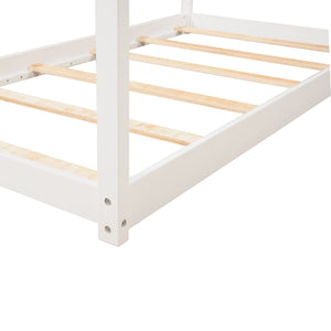 Twin Size Wooden House Bed, White(New)