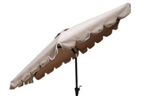 9 Feet Pole Scalloped Umbrella with Carry Bag, Taupe