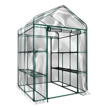 Load image into Gallery viewer, Outdoor 56&quot; W x 56&quot; D x 76&quot; H Green House ,Walk-in Plant Gardening Greenhouse With 2 Tiers 8 Shelves(Transparent Cover)
