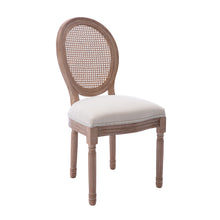 Load image into Gallery viewer, HengMing Upholstered Fabrice With Rattan Back French Dining  Chair with rubber legs,Set of 2,Beige
