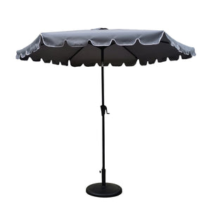 9 Feet Pole Scalloped Umbrella with Carry Bag, Gray