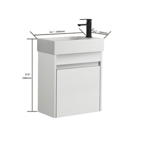 Bathroom Vanity For Small Bathroom With Single Sink,Soft Close Doors,Float Mounting Design,18x10-00518 WSG