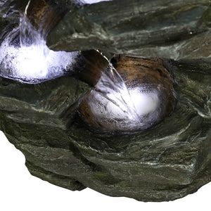 31” Showering Garden Waterfall with LED Resin Outdoor Fountains for Garden