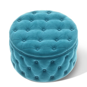 [New] 29.5"Wide Classic Button Tufted Velvet Round Ottoman With Storage Living Room Footrest