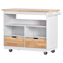 Load image into Gallery viewer, Kitchen Cart Rolling Mobile Kitchen Island Solid Wood Top, Kitchen Cart With 2 Drawers,Tableware Cabinet（White）

