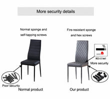 Load image into Gallery viewer, Black modern minimalist dining chair fireproof leather sprayed metal pipe diamond grid pattern restaurant home conference chair set of 6
