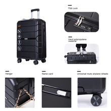 Load image into Gallery viewer, Hardshell Suitcase Spinner Wheels PP Luggage Sets Lightweight Suitcase with TSA Lock(lony 28”),3-Piece Set (20/24/28) ,Midnight Black
