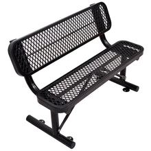 Load image into Gallery viewer, 4 ft. Outdoor Steel Bench with Backrest BLACK
