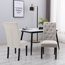 Load image into Gallery viewer, Heng Ming Modern Elegant Button-Tufted Upholstered Fabric  Dining Chair , 2-Pcs Set, Light Beige
