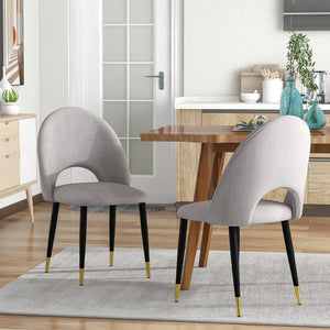 Beige Nordic Style Dining Room Furniture Comfortable Decoration similar to sackcloth Fabric Seat Dining Chair With Black Golden Legs(Set of 2)