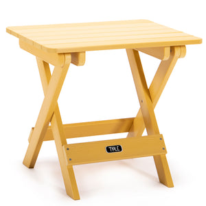 TALE Adirondack Portable Folding Side Table Square All-Weather and Fade-Resistant Plastic Wood Table Perfect for Outdoor Garden, Beach, Camping, Picnics Yellow
