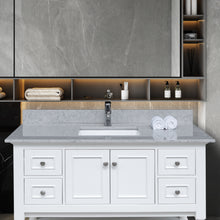 Load image into Gallery viewer, Montary 43 inches bathroom stone vanity top calacatta gray engineered marble color with undermount ceramic sink and single faucet hole with backsplash
