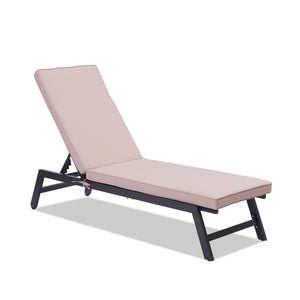 Outdoor Chaise Lounge Chair With Cushion, Five-Position Adjustable Aluminum Recliner,All Weather For Patio,Beach,Yard, Pool