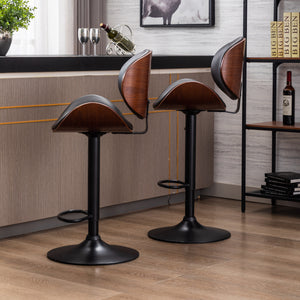 HengMing Bentwood Adjustable  Bar Stools , Upholstered Swivel Barstool, Mix color PU Leather  
  Barstools (Set of 2)
