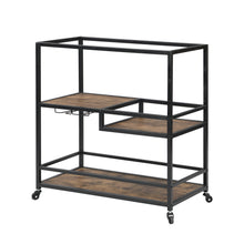 Load image into Gallery viewer, TOPMAX 31.5&quot; Large Bar Cart Home Serving Cart Dining Cart with Lockable Wheels, 3-Tier Wine Cart with Removable Tray, Glass Holders for Kitchen, Dining Room, Rustic Brown+Black Frame
