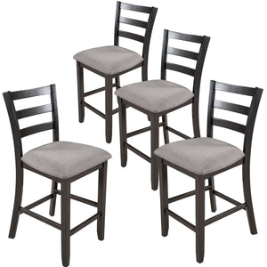 TREXM Set of 4 Wooden Counter Height Dining Chair with Padded Chairs, Espresso