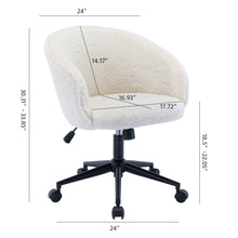 Load image into Gallery viewer, HengMing Desk Chair Faux Fur Task Chair,Modern Cute Accent Armchair  Swivel Makeup Stool for Bedroom, White
