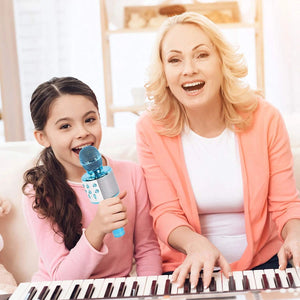 Karaoke Microphone for Kids and Adults, Wireless Portable Handheld Bluetooth Microphone with LED Lights - Best Gifts