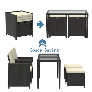 TOPMAX 5-Piece Rattan Outdoor Patio Furniture Set