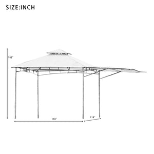 U-style Foot Easy Assembly Seasonal Shade UV Protection with Extendable Awning Outdoor Gazebo