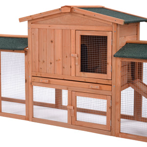 TOPMAX Rabbit Hutch Wood House Pet Cage Chicken Coop for Small Animals, Natural Wood