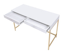 Load image into Gallery viewer, ACME Ottey Vanity Desk  in White High Gloss &amp; Gold Finish AC00899
