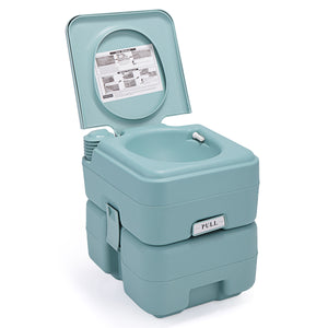 5.3 Gallon 20L Flush Outdoor Indoor Travel Camping Portable Toilet for Car, Boat, Caravan, Campsite, Hospital,Green