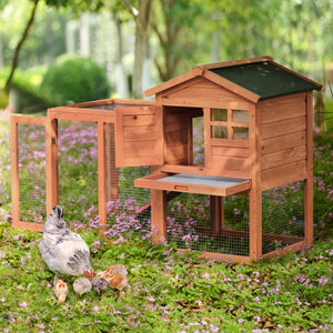 TOPMAX Upgrade Natural Wood House Pet Supplies Small Animals House Rabbit Hutch,Orange