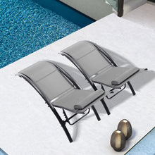 Load image into Gallery viewer, 2 PCS Set Chaise Lounge Outdoor Lounge Chair Lounger Recliner Chair For Patio Lawn Beach Pool Side Sunbathing
