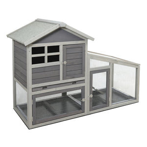 Rabbit Hutch Indoor and Outdoor,Rabbit cage with Deeper No LeakageTray, Bunny Cage with Removable Bottom Wire Mesh & PVC Layer, Upgrade Version RH447