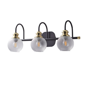 3 Light Modern Bathroom Vanity Light Fixture, Black Vanity Lights Fixture,Wall Sconces with Clear Glass Shades for Indoor Hallway Living Room Bathroom Over Mirror