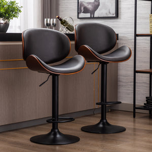 HengMing Bentwood Adjustable  Bar Stools , Upholstered Swivel Barstool, Mix color PU Leather  
  Barstools (Set of 2)