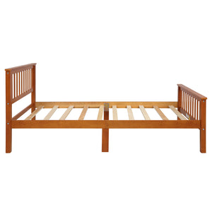 Wood Platform Bed with Headboard and Footboard (Oak)